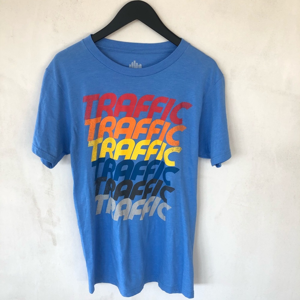 TRAFFIC • MENS blue graphic tshirt
